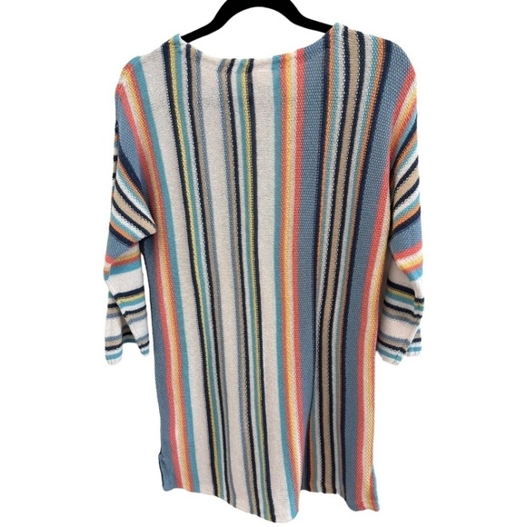 Chaps Ralph Lauren 3/4 Sleeve Tunic Style Linen Cotton Blend Striped Sweater M - Picture 2 of 5